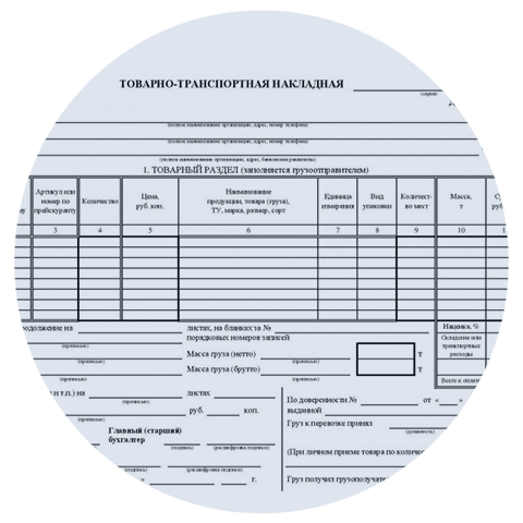 изображение формы ттн при оформлении грузоперевозки